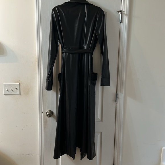 Full length faux leather Trench Coat. - Picture 6 of 6